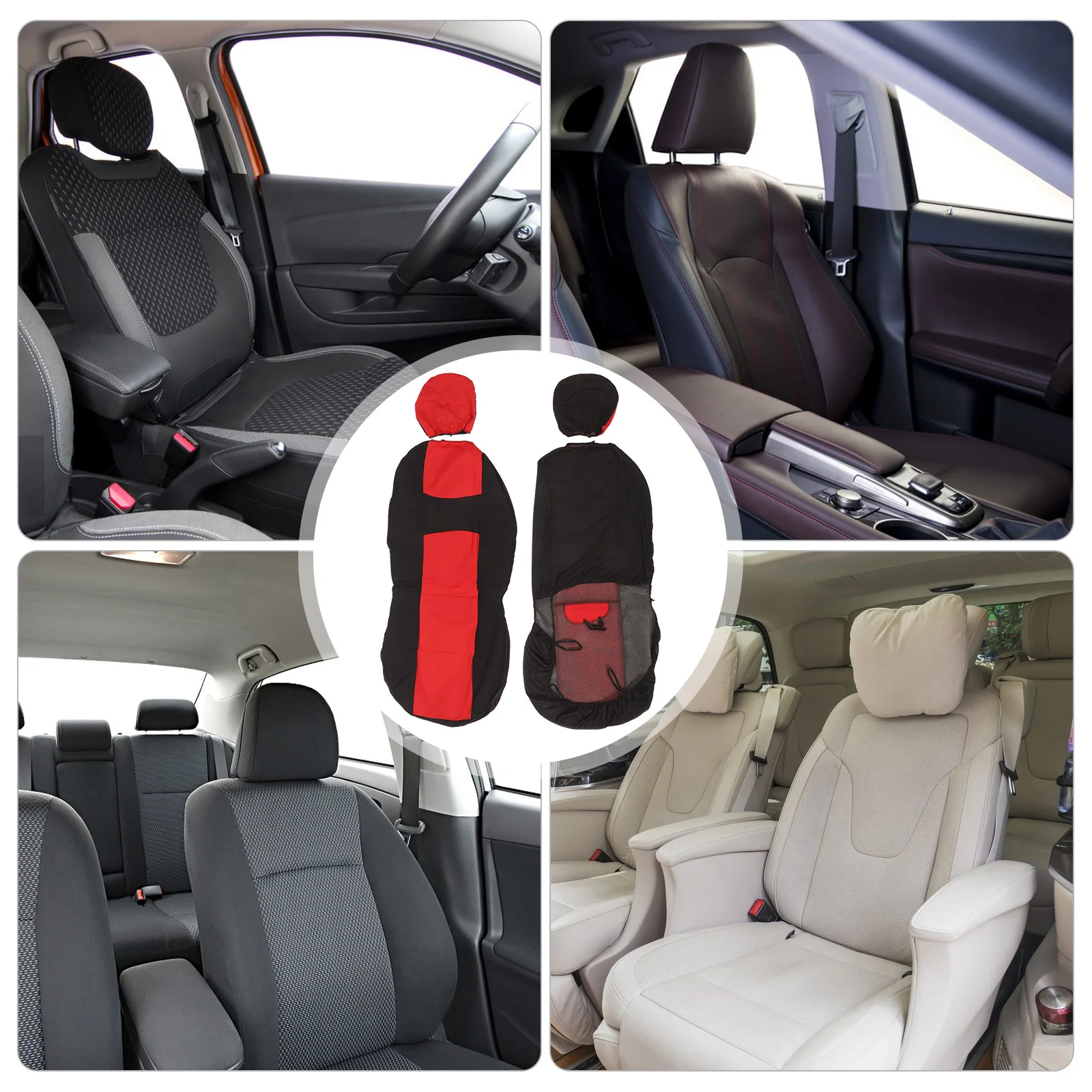 

2Pcs Car Seat Covers Universal Fit Breathable Fabric Auto Seat Protector Non-Slip Side Airbag Compatible Full Interior Cover