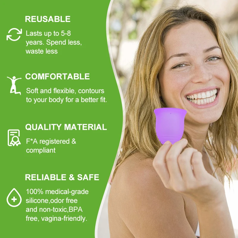 Soft Menstrual Cup 100% Medical Silicone Woman Period Use Hypoallergenic Certified Menstrual Collectors Menstruation Cups - Image 5