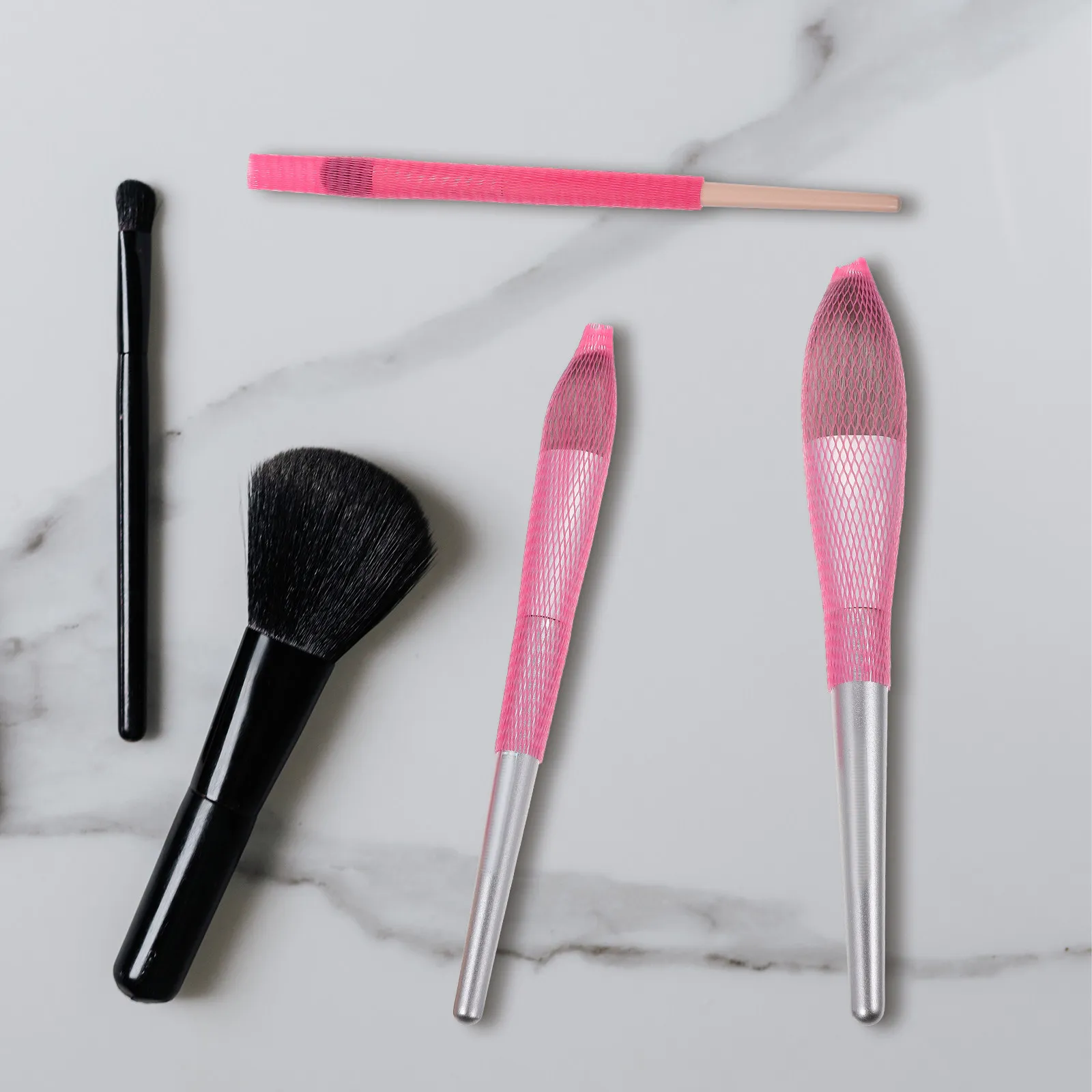 

150 шт. сетчатых чехлов для кистей для макияжа, многоразовые защитные колпачки, расширяемые защитные накладки для хранения кистей для пудры, румян, теней