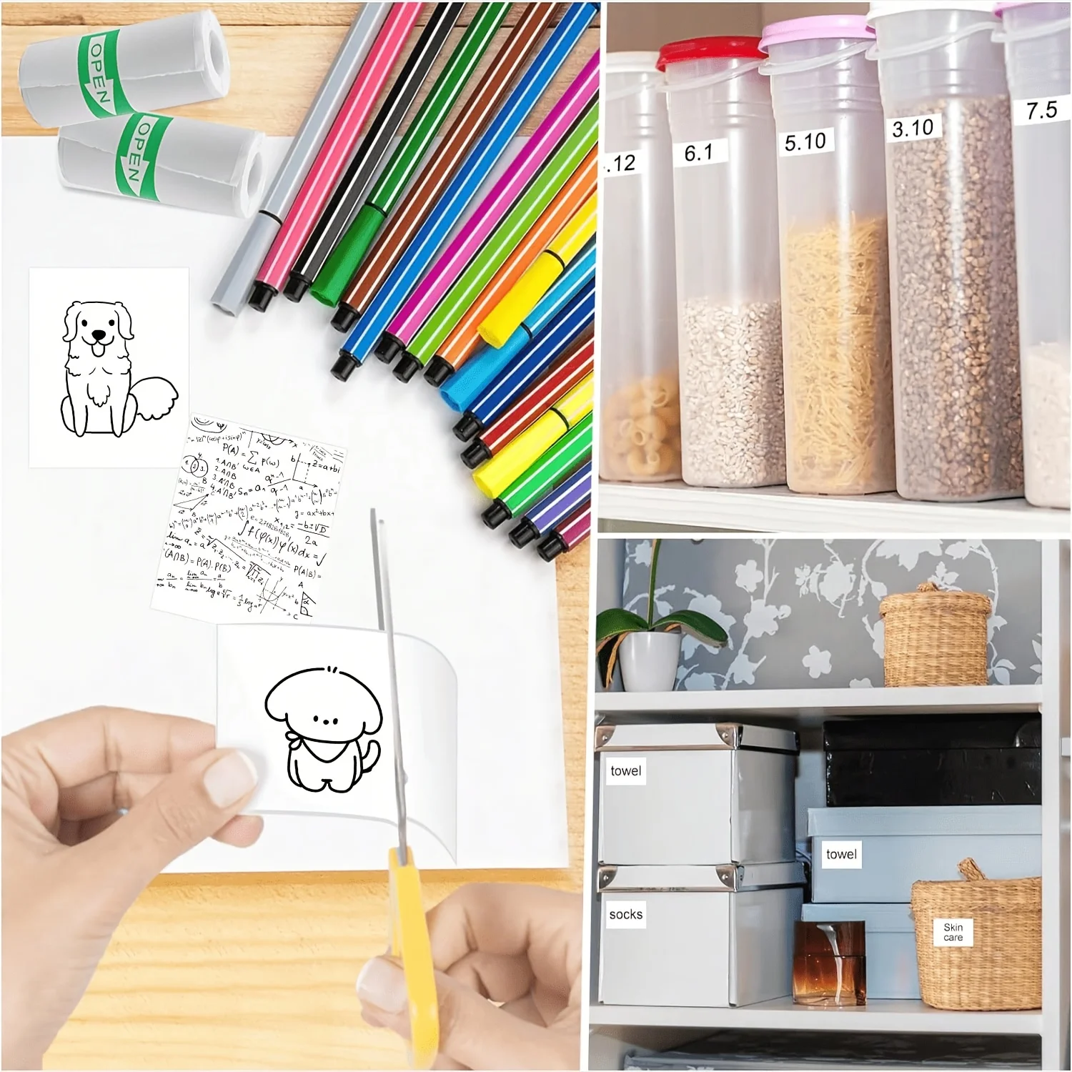 20 Rollen weißes Thermo-Aufkleberpapier, selbstklebende Mini-Drucker-Nachfüllungen für Fotos/Checklists/Notizen, schwarzer Textdruck, 57 x 25 mm