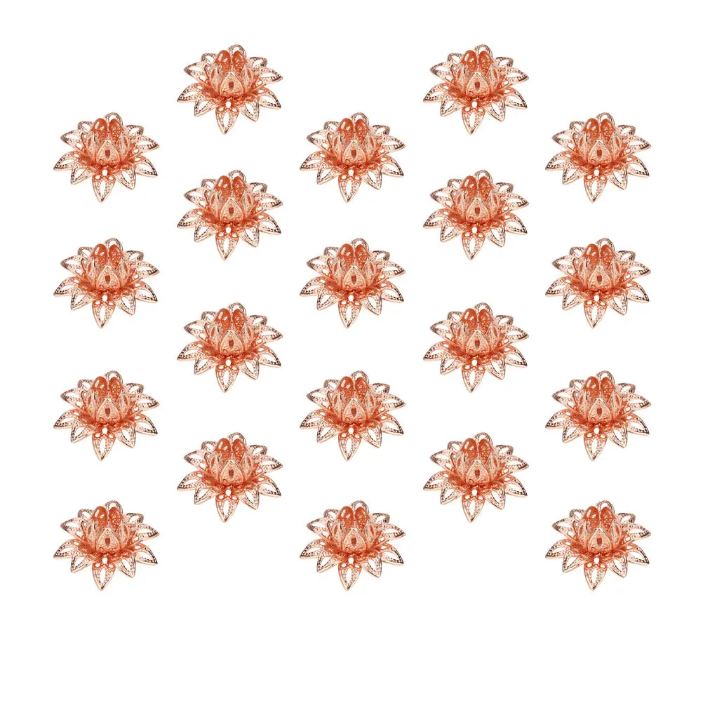 20 قطعة قبعات الخرز الوردي قبعات نهاية معدنية ل عقد دي اي واي سوار صنع المجوهرات اكسسوارات لوتس مجوهرات كاب