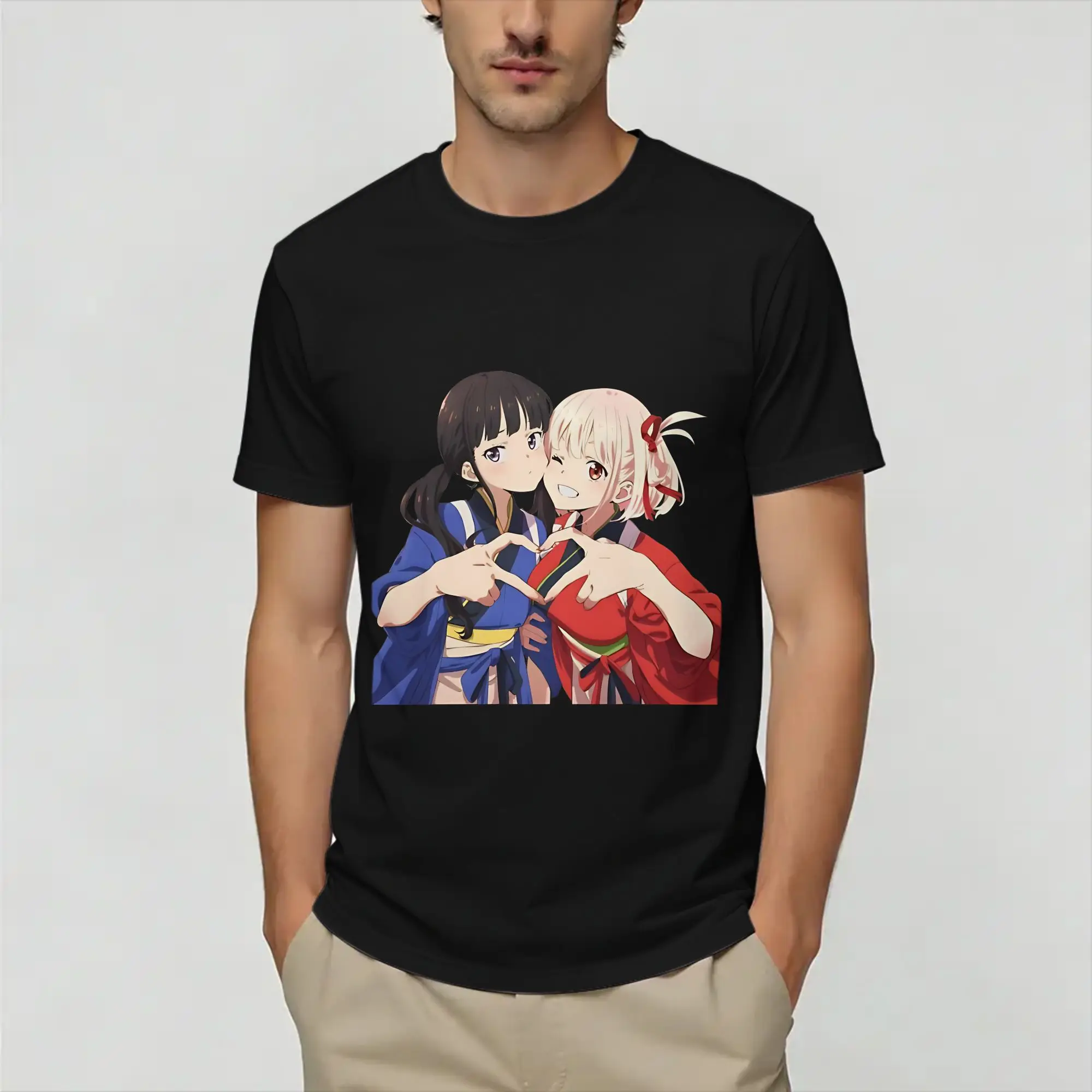 Lycoris Recoils  T Shirt Summer  Cotton T-Shirts For Men's Hipster Custom Logo Tee Shirt Short-Sleeved Awesome Tops