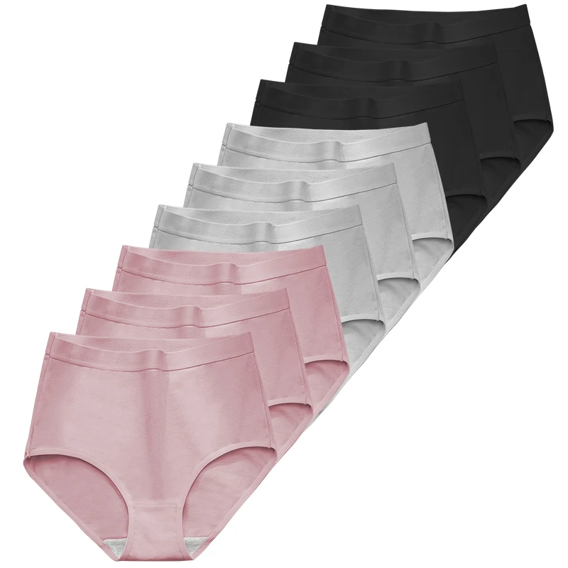 9pcs  Comfortable Women Panties Cotton Briefs Stretch Underwear High Waist Pants Comfort Lingerie Female Underpants Soft