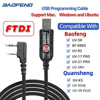 Baofeng FTDI USB Programming Cable 2 pin For UV-5R UV-5RH BF-888S UV-21 PRO Quansheng UV-K5 UV-K5(8) TYT Walkie Talkie Ham Radio