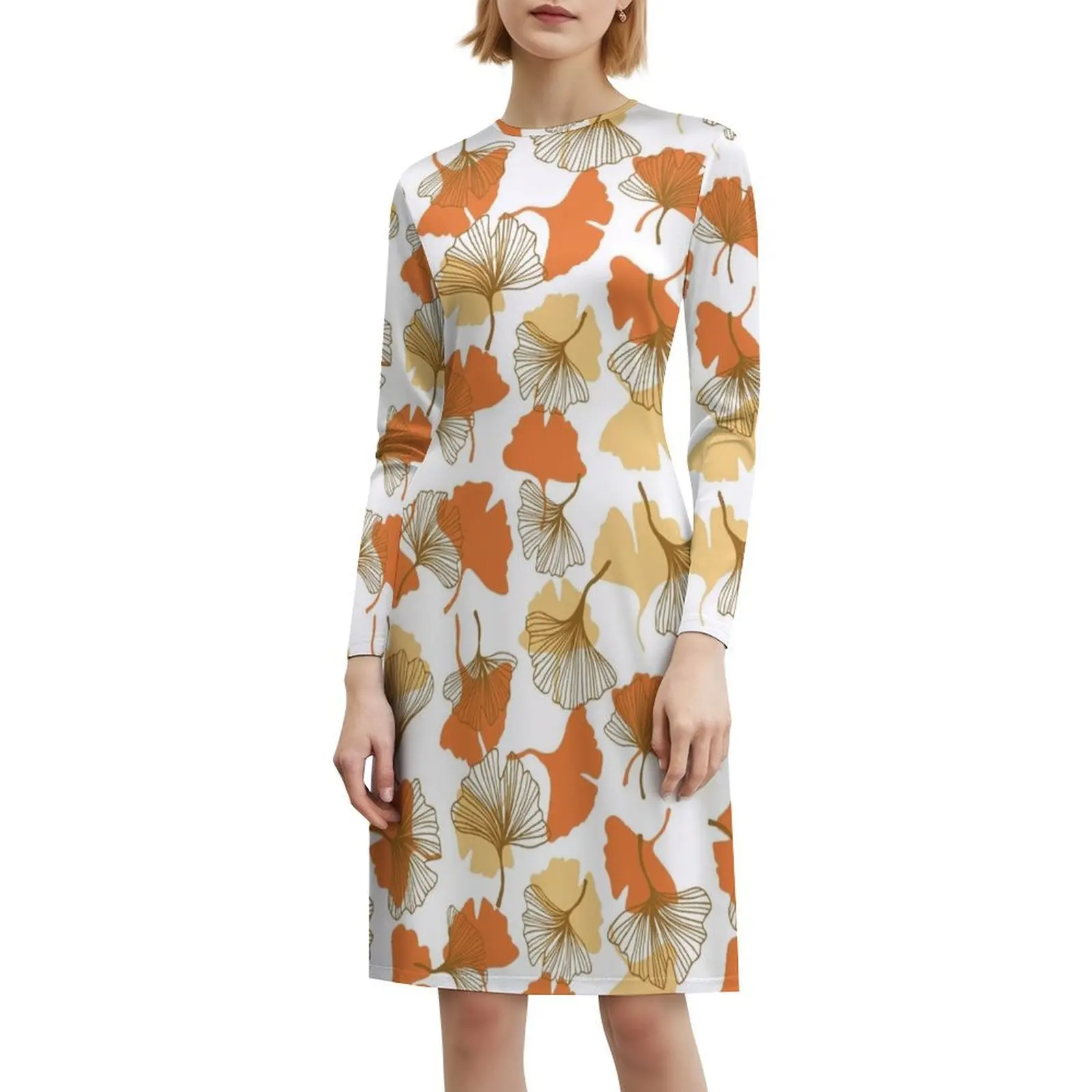 

Fall Leaves Women's Elegant Party Dress A-Line Dress With Short/Long/Sleeveless Options Fall Leaves Fall Leaf Pattern Fall