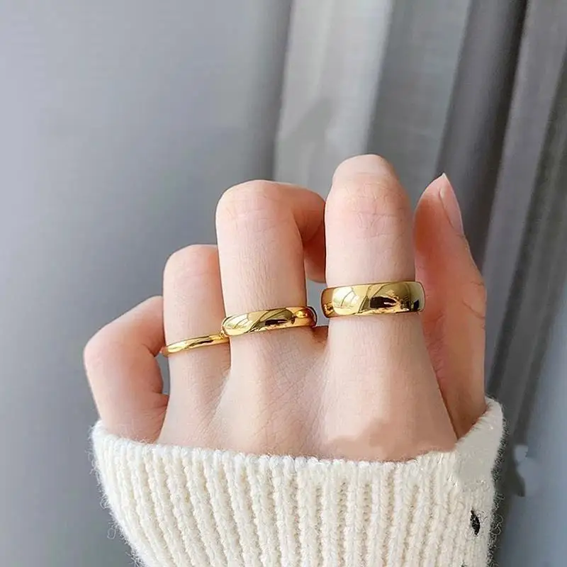 Classic Couple Rings Wedding Engagement Minimalist Simple Smooth Stainless Steel Ring For Women And Men Jewelry