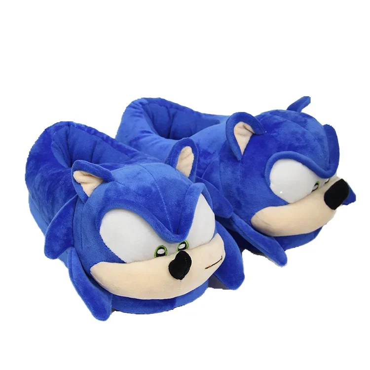 Sonic The Hedgehog Plush Warm Slippers Soft Home Cartoon Winter Plush Slippers Adult Children\'s Shoes Funny Anime Christmas Gift