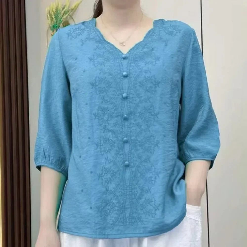 女性のためのヴィンテージの原宿刺繍Tシャツ,エレガントな服,カジュアルなストリートウェア,エスニックスタイル,夏