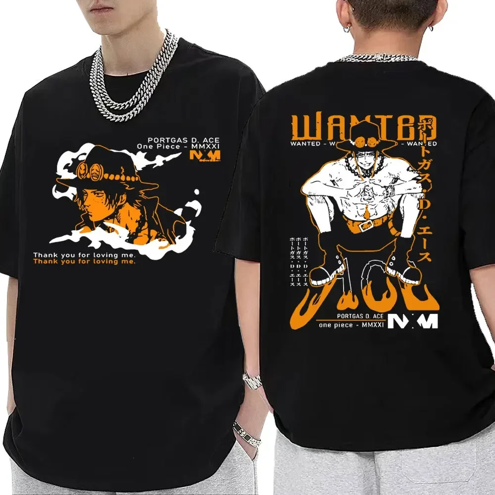 Uma peça t camisas para homem anime japonês três irmãos portgas d ace impressão harajuku manga masculina casual algodão t camisa