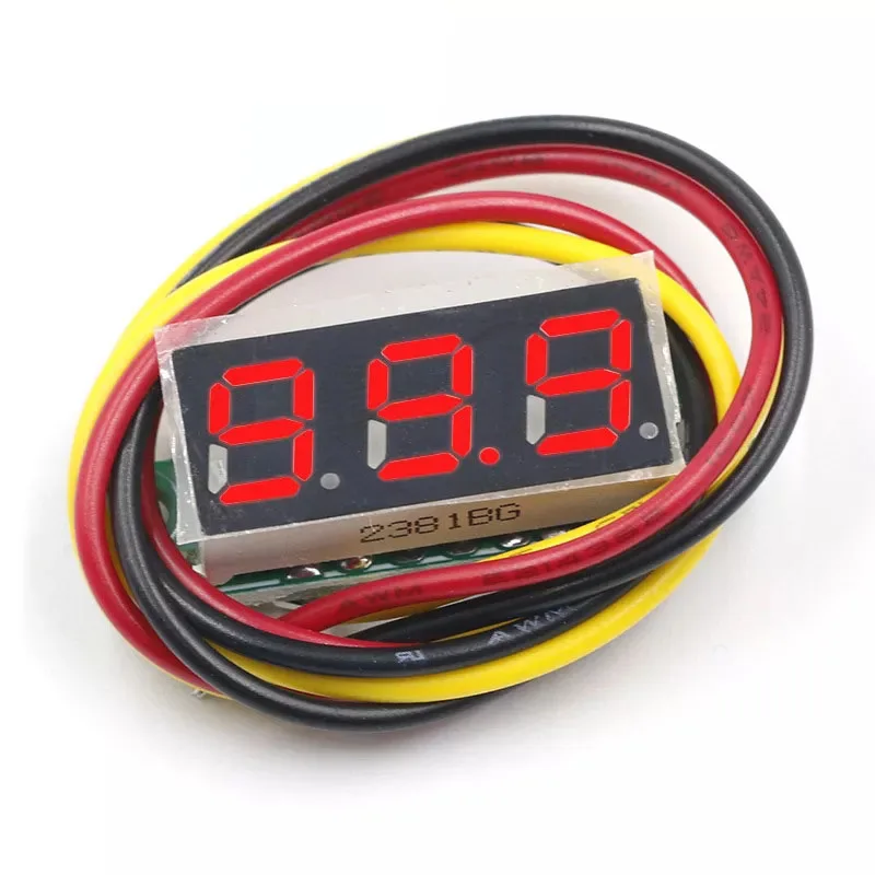 2~200Pcs 3-wire DC 0-100V 0.28 inch Ultra-small Digital Voltmeter Digital Display Adjustable Reverse Connection Protection