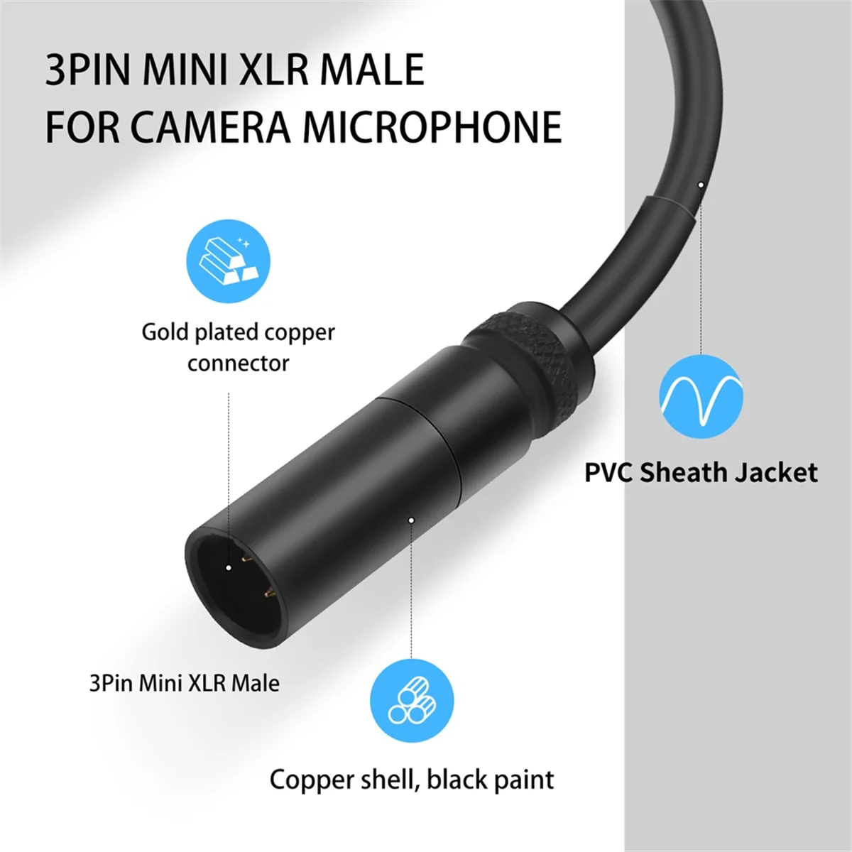 Cable adaptador convertidor de audio Mini XLR macho a 1/8 TRS hembra eficiente