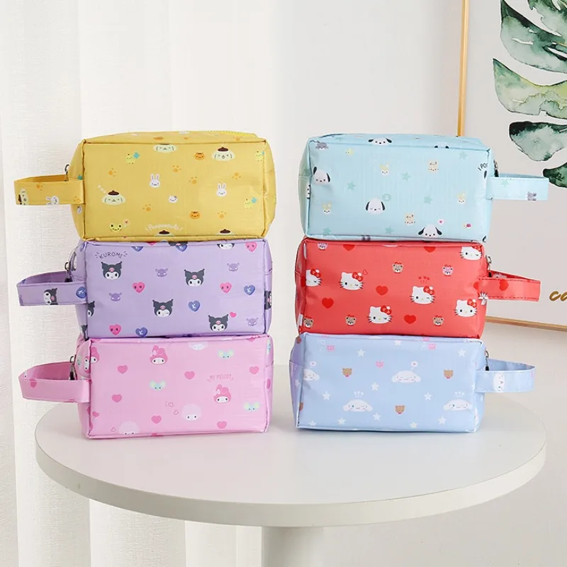 Sanrio Hello Kitty borsa cosmetica Cartoon Melody Kuromi Cinnamoroll borsa cosmetica stampata di grande capacità borsa da viaggio portatile