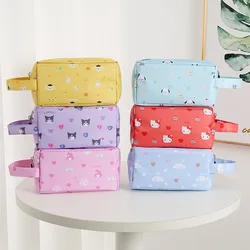 Sanrio Hello Kitty borsa cosmetica Cartoon Melody Kuromi Cinnamoroll borsa cosmetica stampata di grande capacità borsa da viaggio portatile