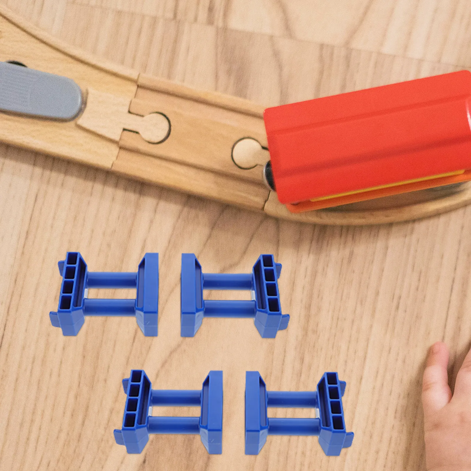 6Pcs Blue Cylindrical Train Bridge Stackable High-Level Supports Enhance Creative Train Track Layouts Multi-Level Track