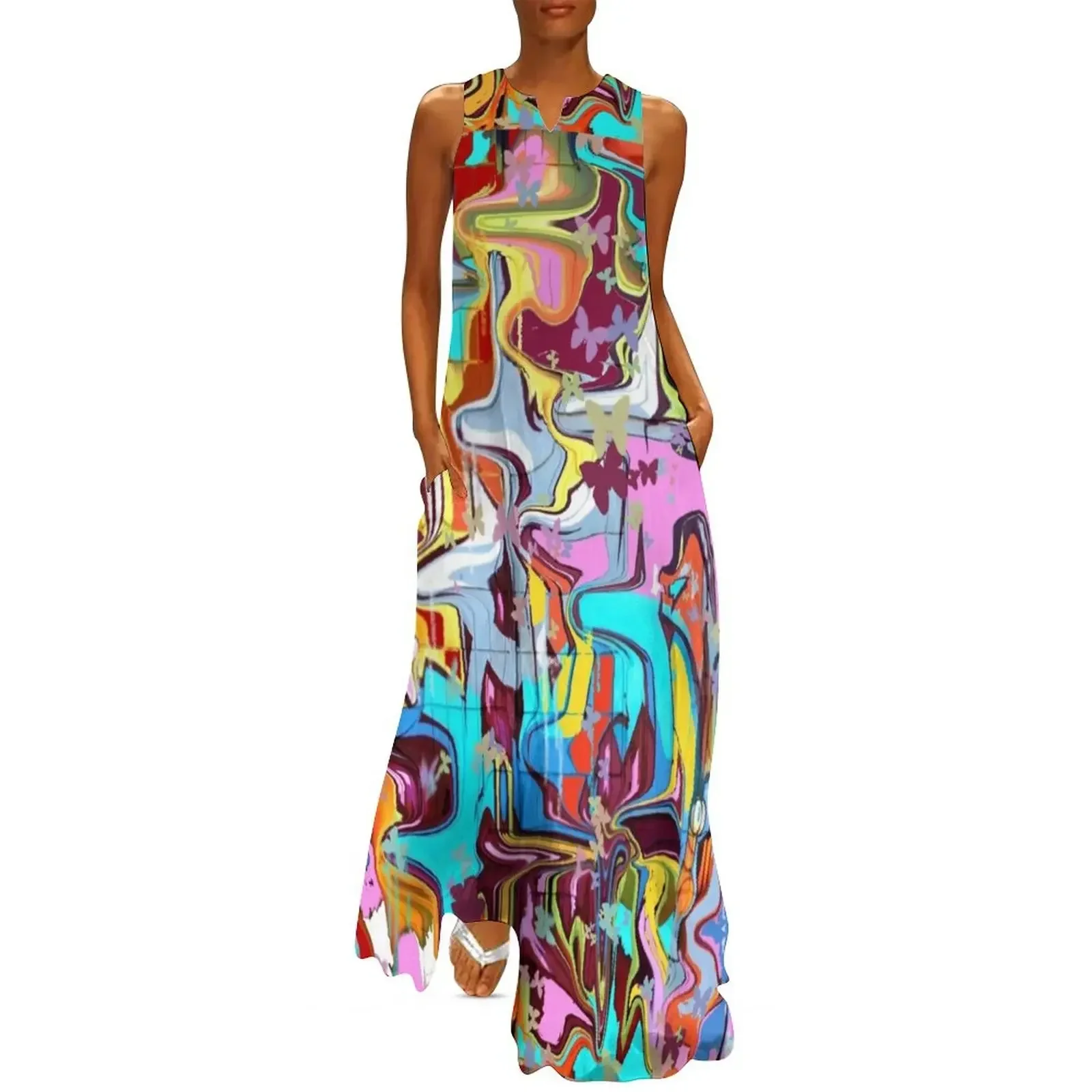 

Graffiti Long Dress dress dresses Women's evening dress Women's summer dresses summer