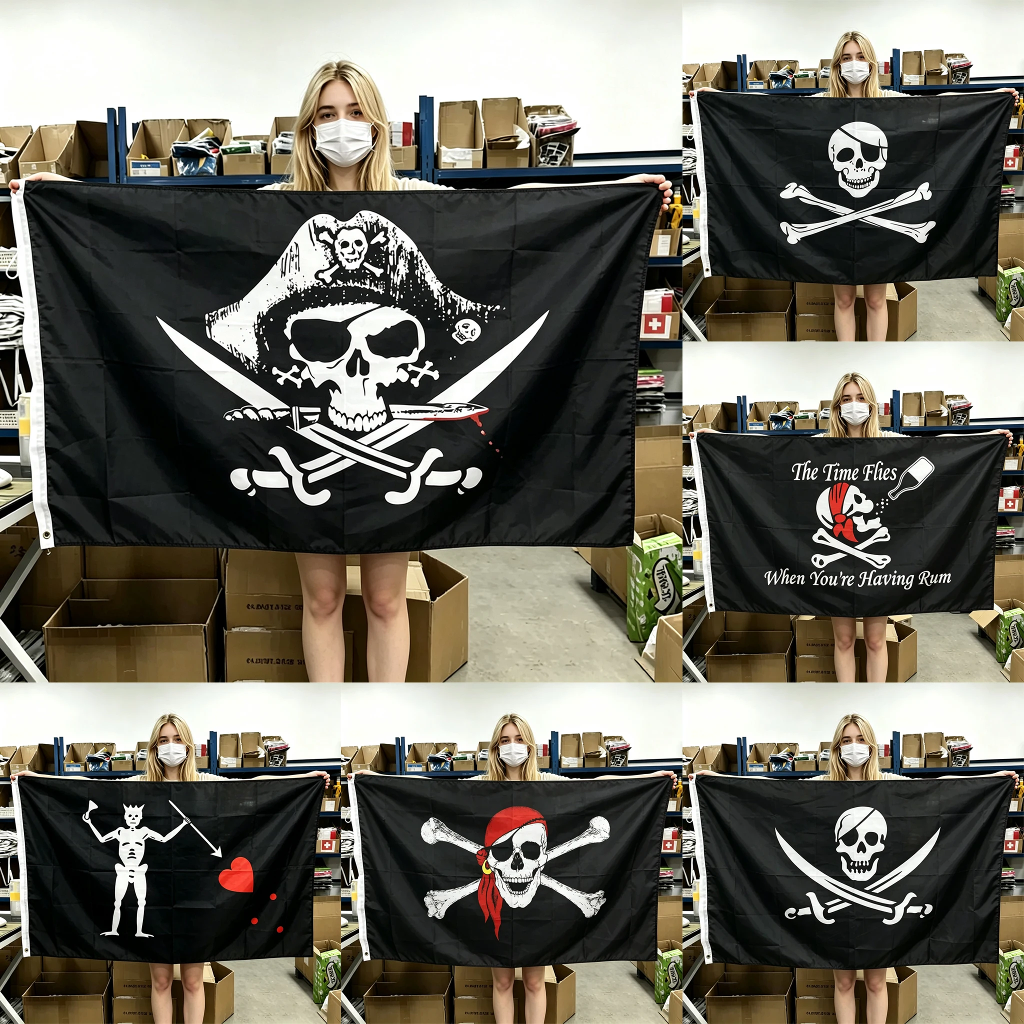 60x90cm 90x150cm Jolly Roger Jack Rackham Skull Dead Mans Chest Skull Red Scarf Skull Edward Teach Skull Pirate Flag Tapestry