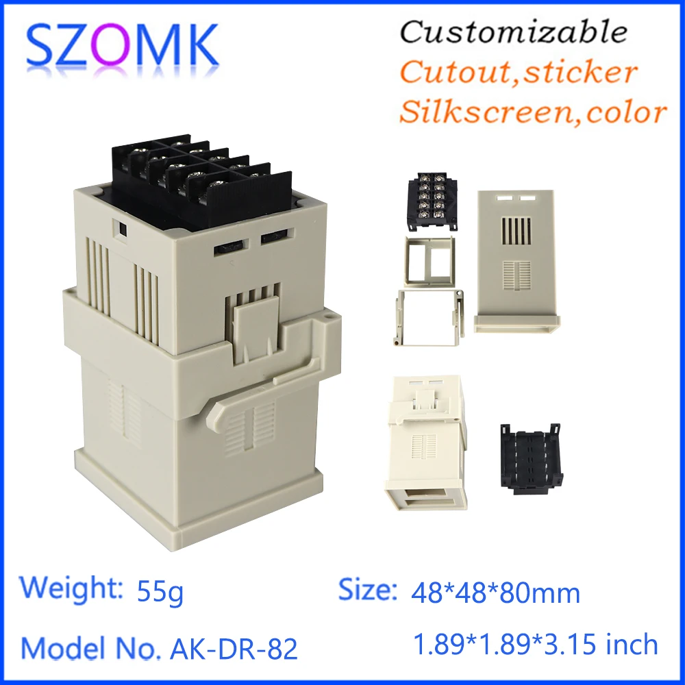 SZOMK 1Piece Plastic Enclosure AK-DR-82 48*48*80mm Din Rail Abs Enclosure Injection Plastic Mold Terminal Block Din Rail