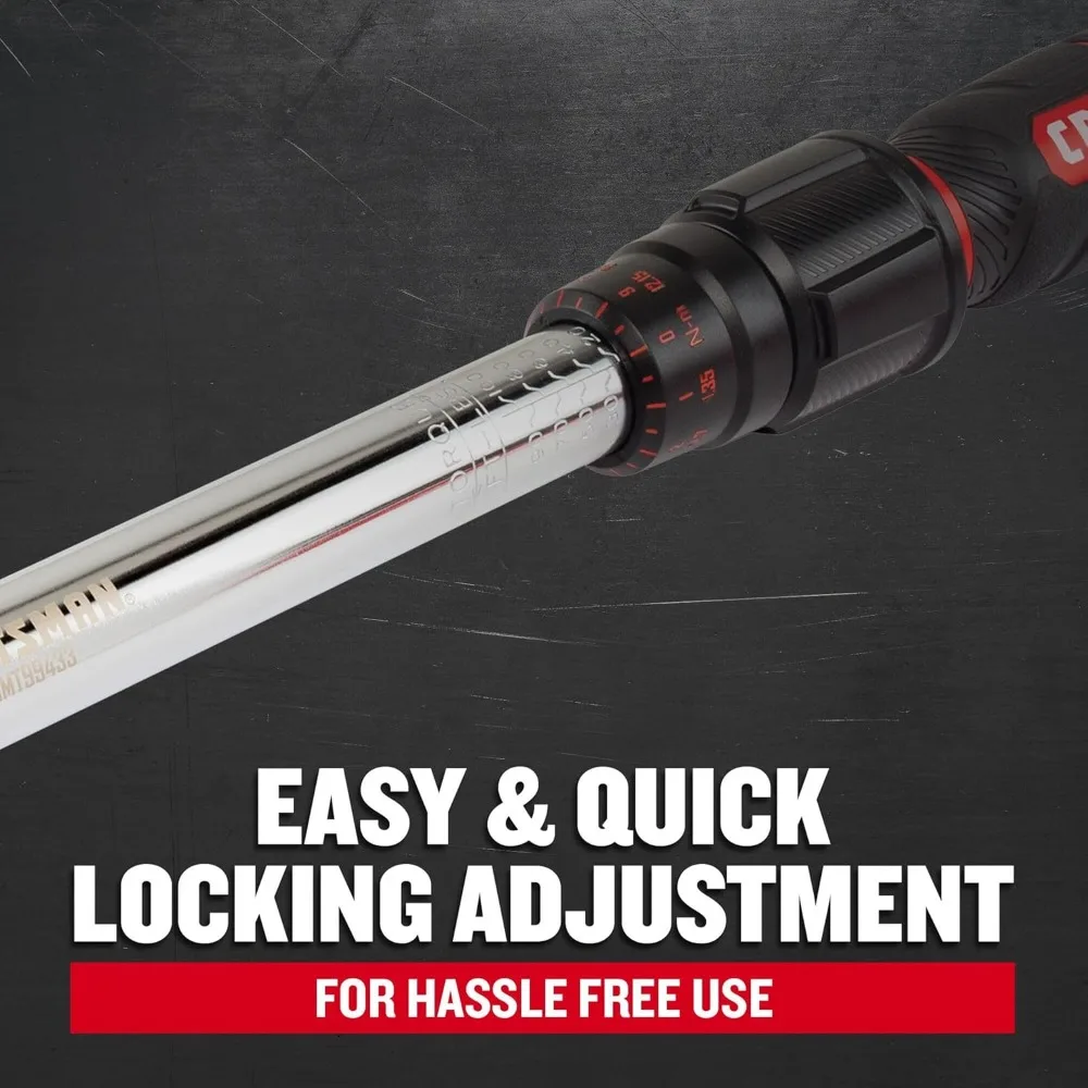 3/8" Drive Torque Wrench with Durable Case, Comfort Grip, and Easy Locking for Accurate Settings