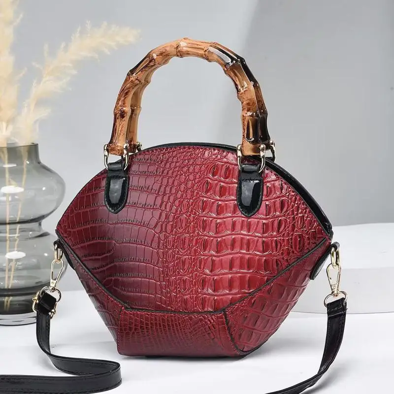 2023 New Luxury Brand Shoulder Bag High Quality Crocodile Crossbody Bag Simple And Versatile Retro Bamboo Knot Handbag