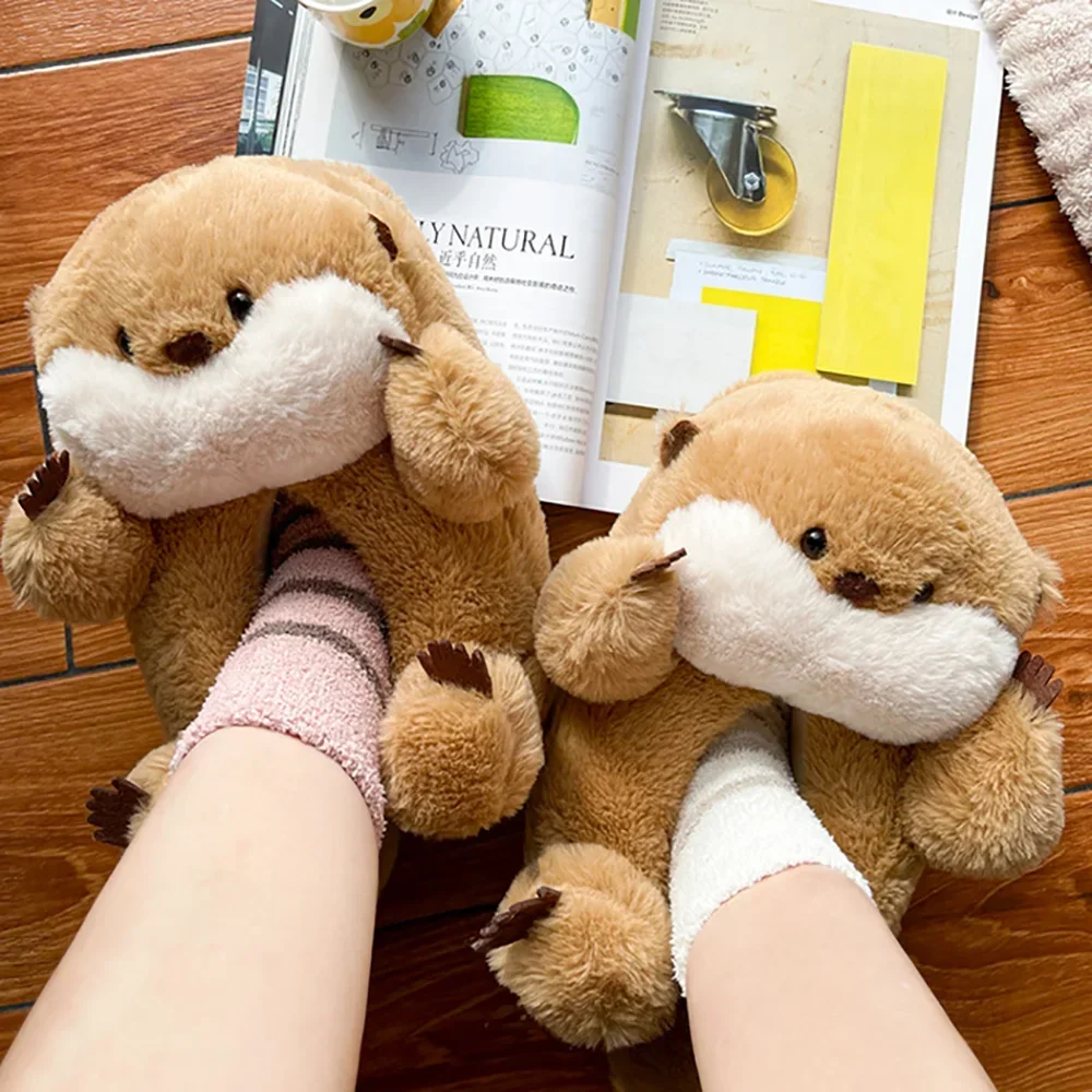 Highland Cow Otter Animals Slippers Capybara Plush Slipper Indoor Women Men Cute Soft House Shoes Valentines Gifts