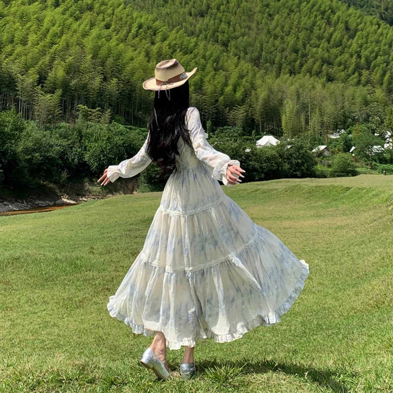 الرجعية ساحة طوق طويل Sve الدكتور المرأة البراري Vaion الحلو Sle الأزهار تنورة الخصر الداخلية التخسيس ماكسي الدكتور