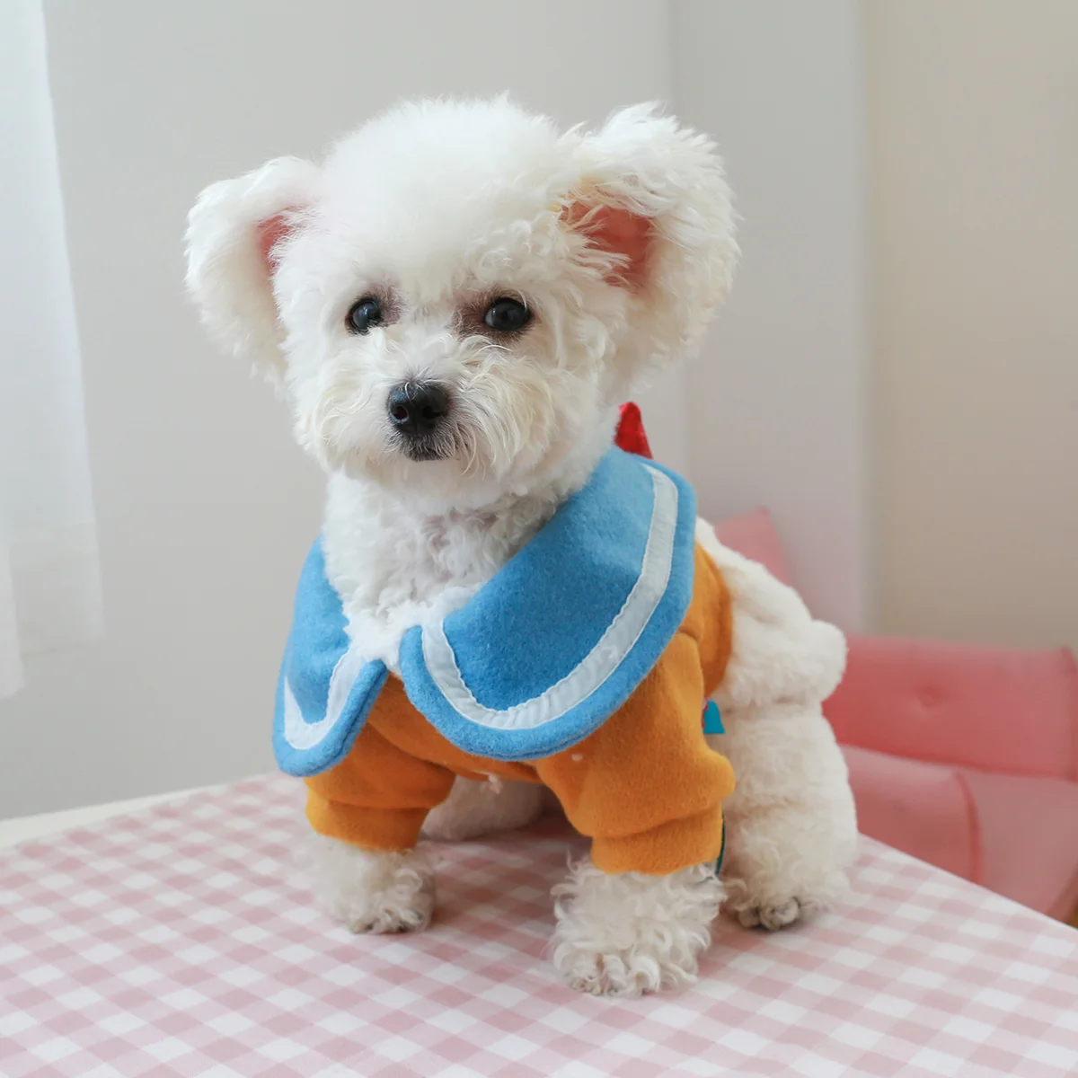 1PC Pet Clothing Winter Snowy Yellow Duck Plush Thickened Warm Four legged Cotton Coat Suitable for Small and Medium sized Dogs