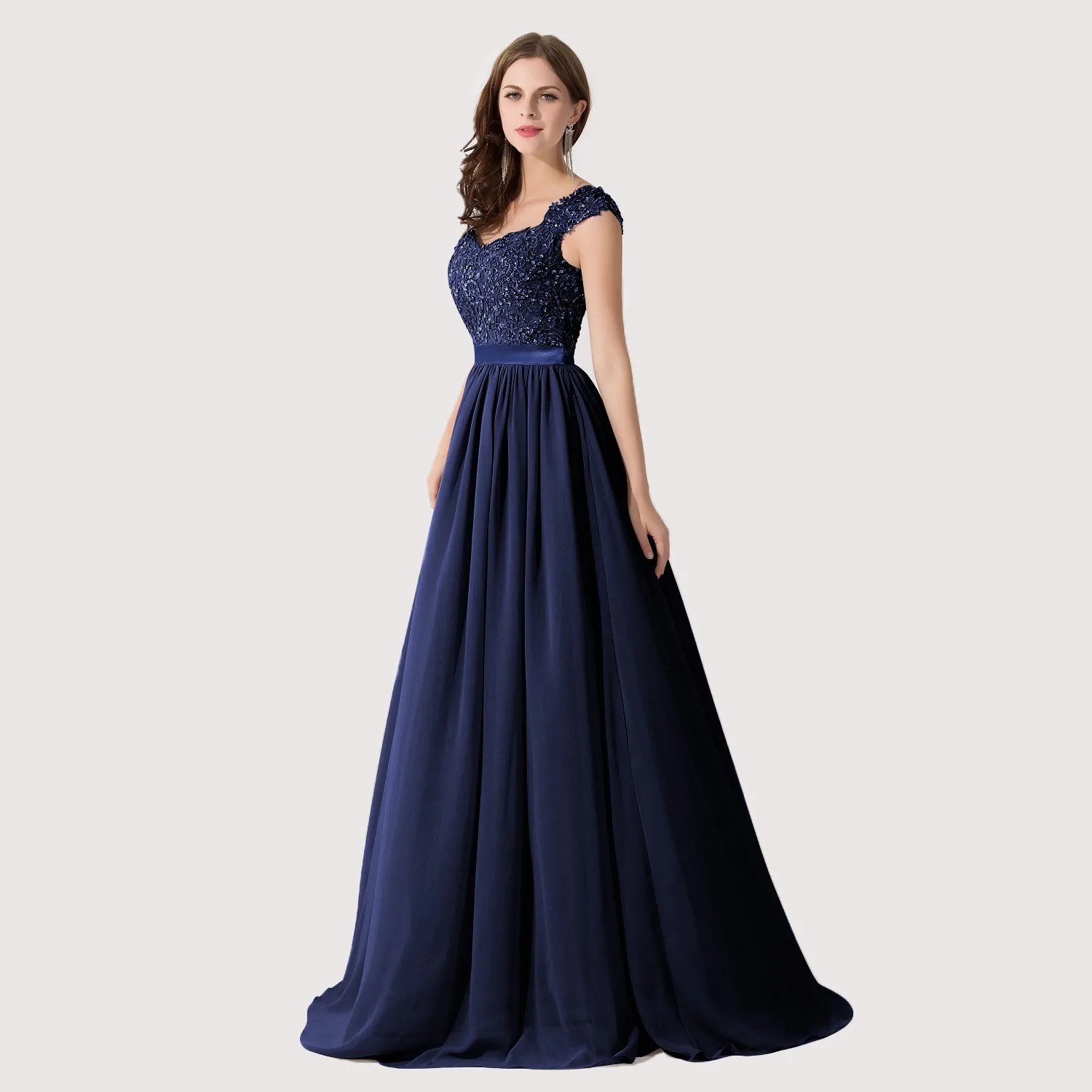 BABYONLINE Elegant Mother of Bride Dresses Beading Pearls Bodice Chiffon  A Line Skirt Floor-length Gown Wedding Party  Gowns