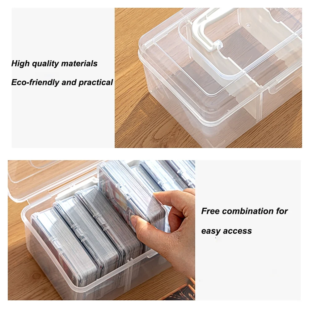 Plastic Transparent Card Box with 2 Dividers with Small Boxs Holds 400+ Cards Tranding Card Collection Box for YGO