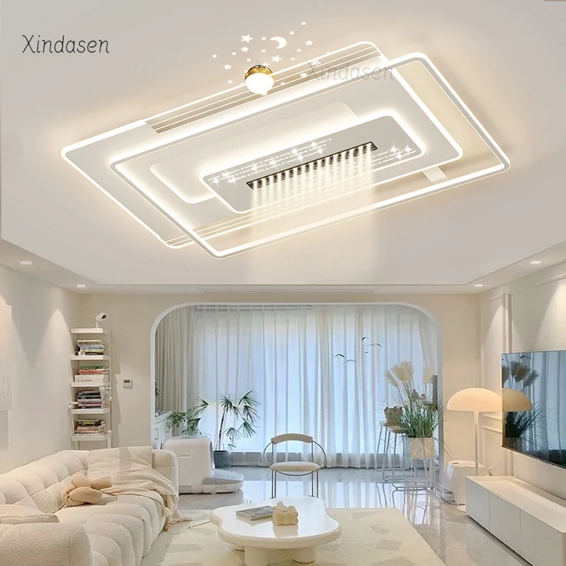 Dimming Rectangle Chandelier Living Room Dining Kitchen Bedroom Ceiling Light With Starry Night Spotlight Lamp люстра потолочная