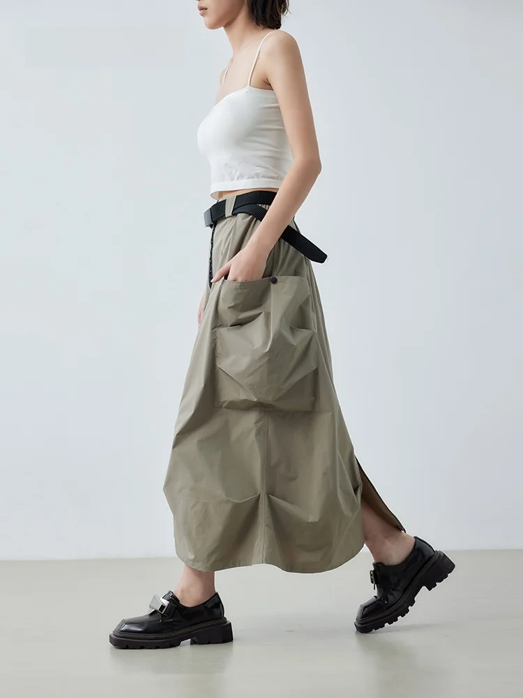 

XMOOM2025 Весенняя новинка: легкая рабочая юбка-миди с 3D-эффектом и цветными блоками для женщин, для повседневной носки, простая, из полиэстера