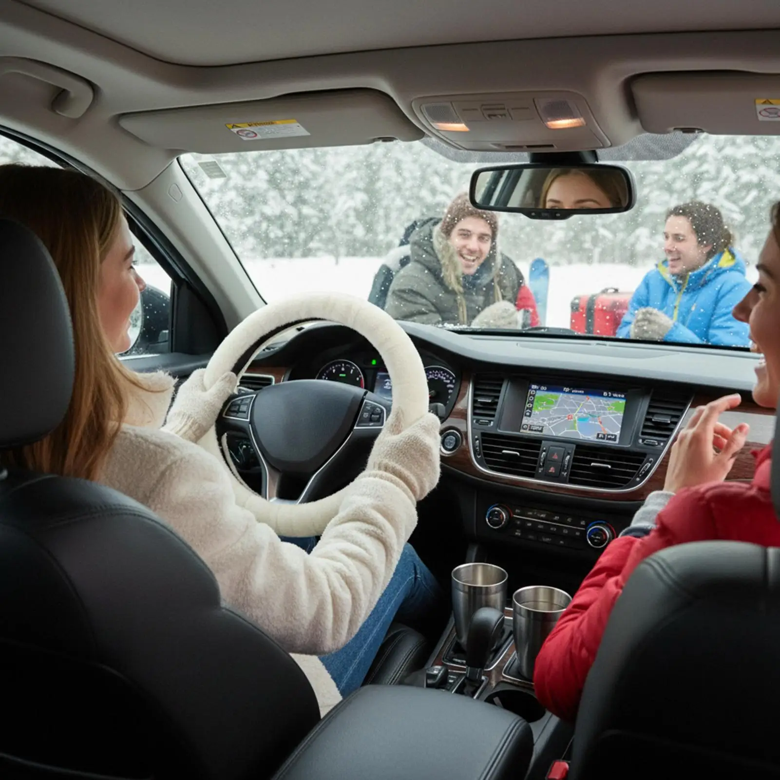 

Зимний теплый норковый мех, чехол на руль автомобиля, средний чехол на руль, принадлежности для салона автомобиля, белый цвет