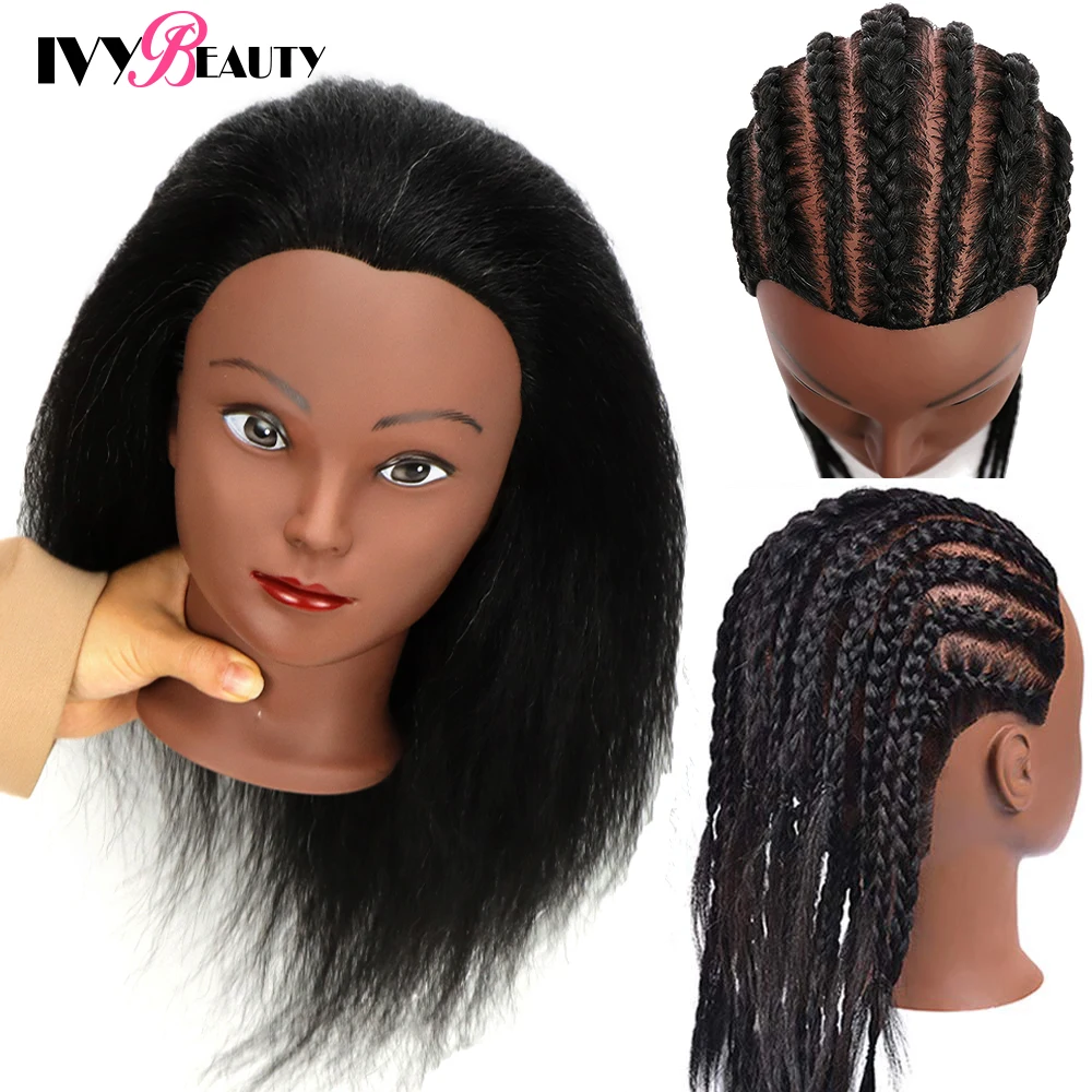 Mannequin Head 100% Human Hair Training Head kit, Hairdresser Cosmetology Manikin Training Practice Doll Head For Braiding Hairs