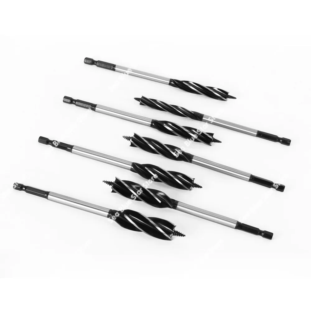 Woodworking drill Four-blade woodworking hole opener, door lock reamer, four-slot reamer Hexagonal handle, drawer opening