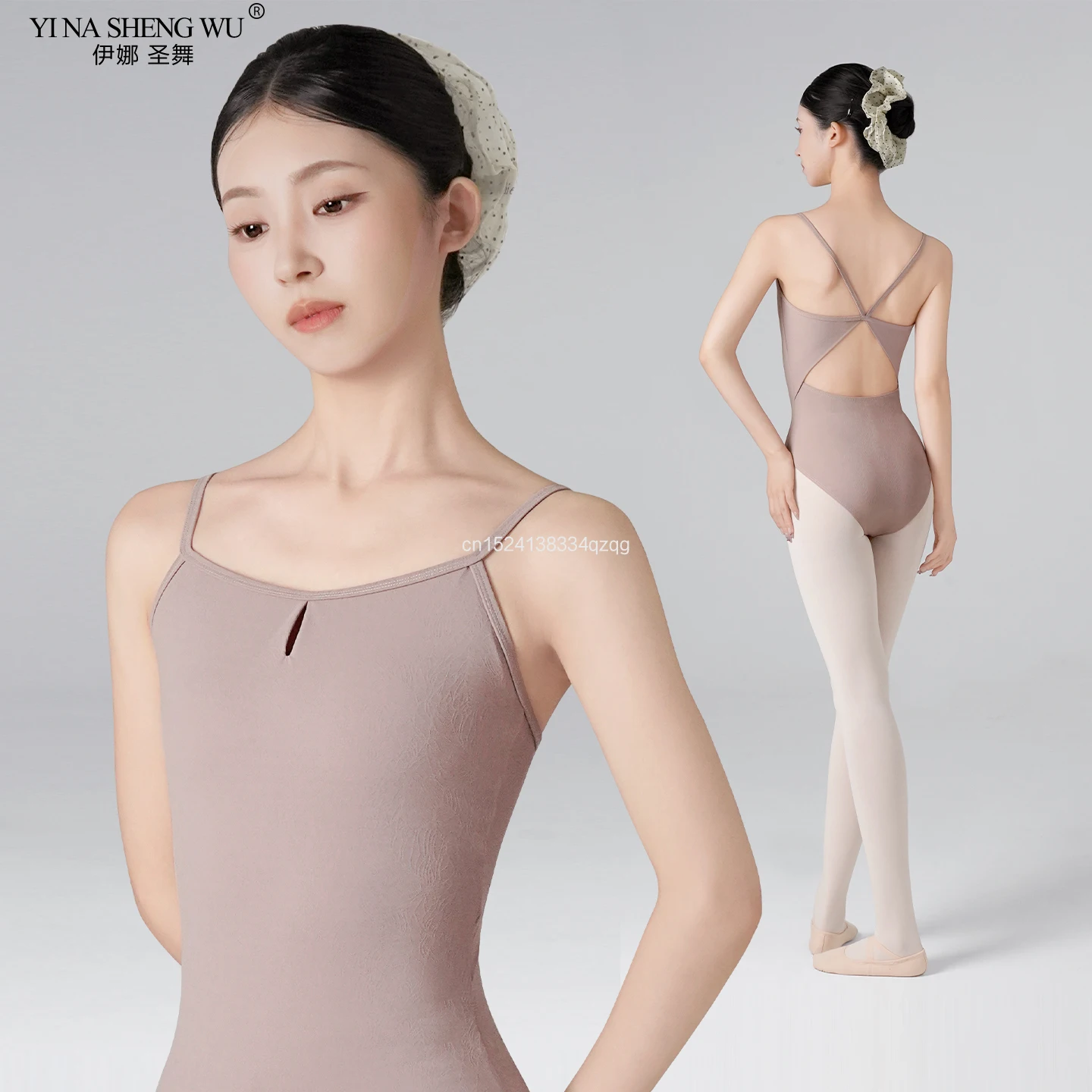 女性用バレエレオタード-キャミソールダンスレオタード-大人用ナイロンジャカードノースリーブ-バレエボディスーツ-体操バレリーナレオタード