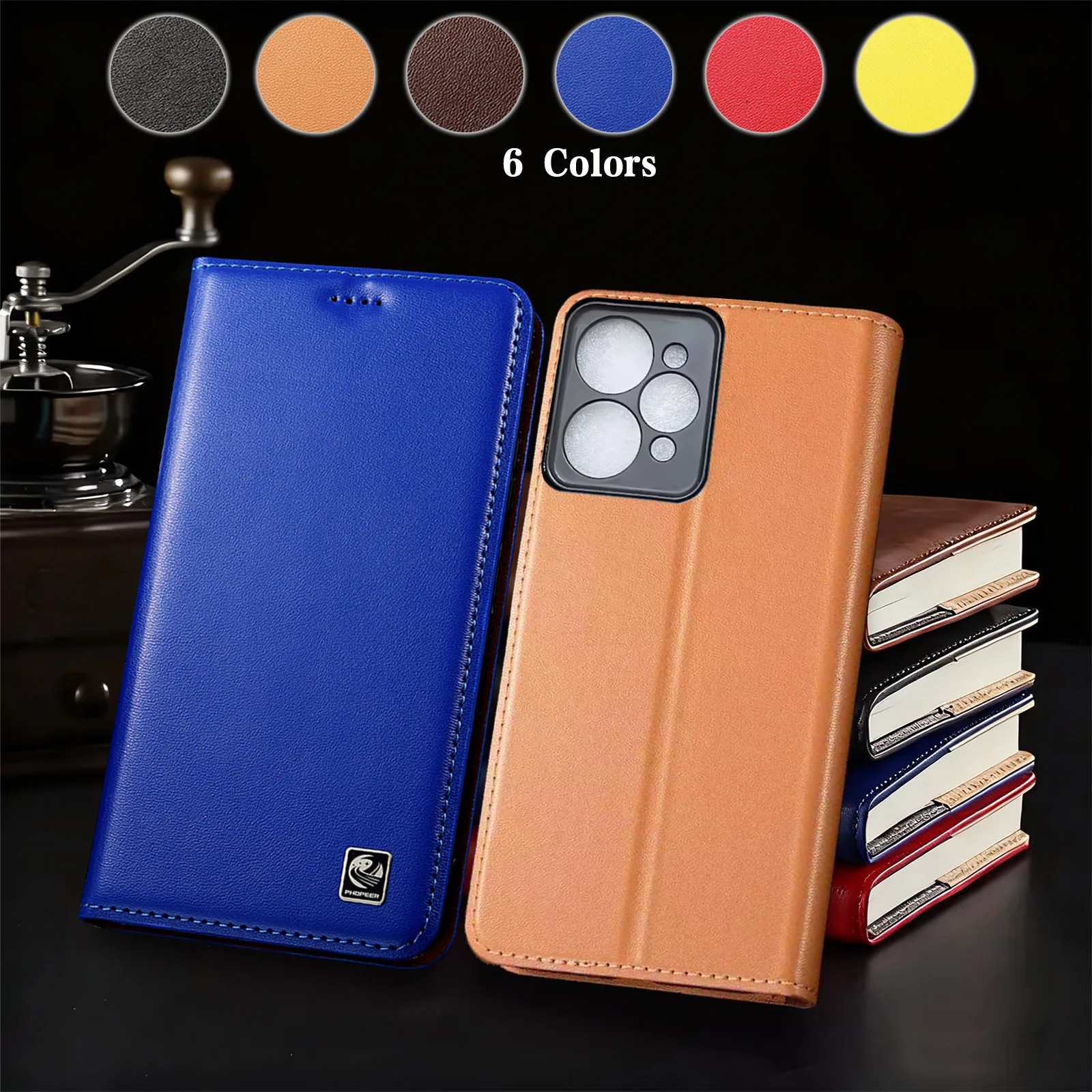 

For Realme 11 12 13 14 14T 15 4G 5G Pro Plus Nappa Pattern Of Genuine Leather Wallet Flip Phone Cover Case Cowhide Scratch-Proof