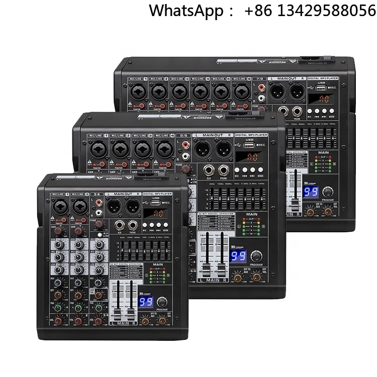 TDS Series Professional Console Mixer 4/6/8 Channels Audio Mixer for Stage Performance