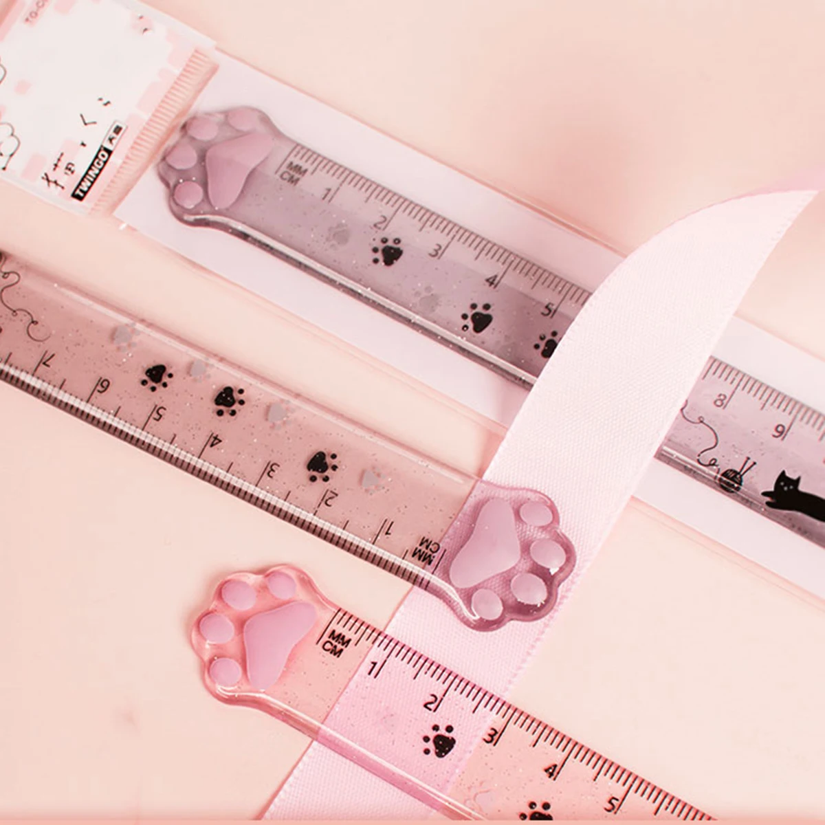 Ellen Brook 15cm Cute Cat Paw Plastic Straight Ruler Kawaii Tools Stationery Cartoon Drawing Gift Korean Office School Measuring