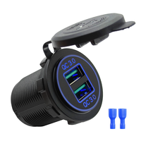 36W Quick Charge 3.0 Dual USB Ports With LED Waterproof QC3.0 12V Car Charger Socket Outlet for Car Boat Marine Motorcycle RV