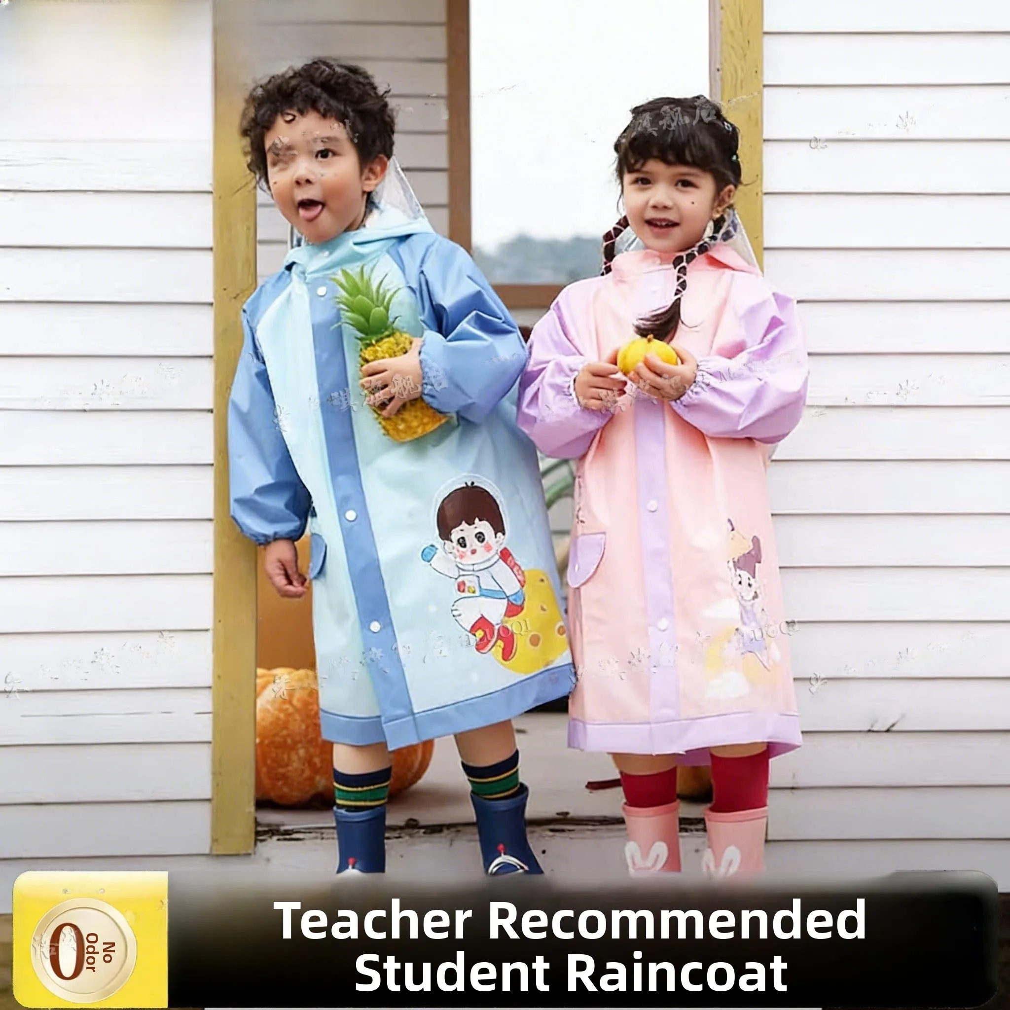 

Детский дождевик для школьной формы, непромокаемая куртка от наводнений, новинка 2026 года, с мультяшным дизайном, из водонепроницаемого полиэстера, для мальчиков и...