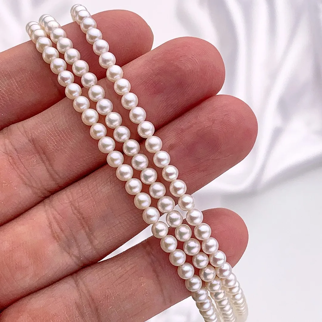 AAAAA 3.5-4mm Mini High-Quality Round Natural Freshwater Pearl Semi-Finished Beads for Jewelry Making DIY Necklace Accessories