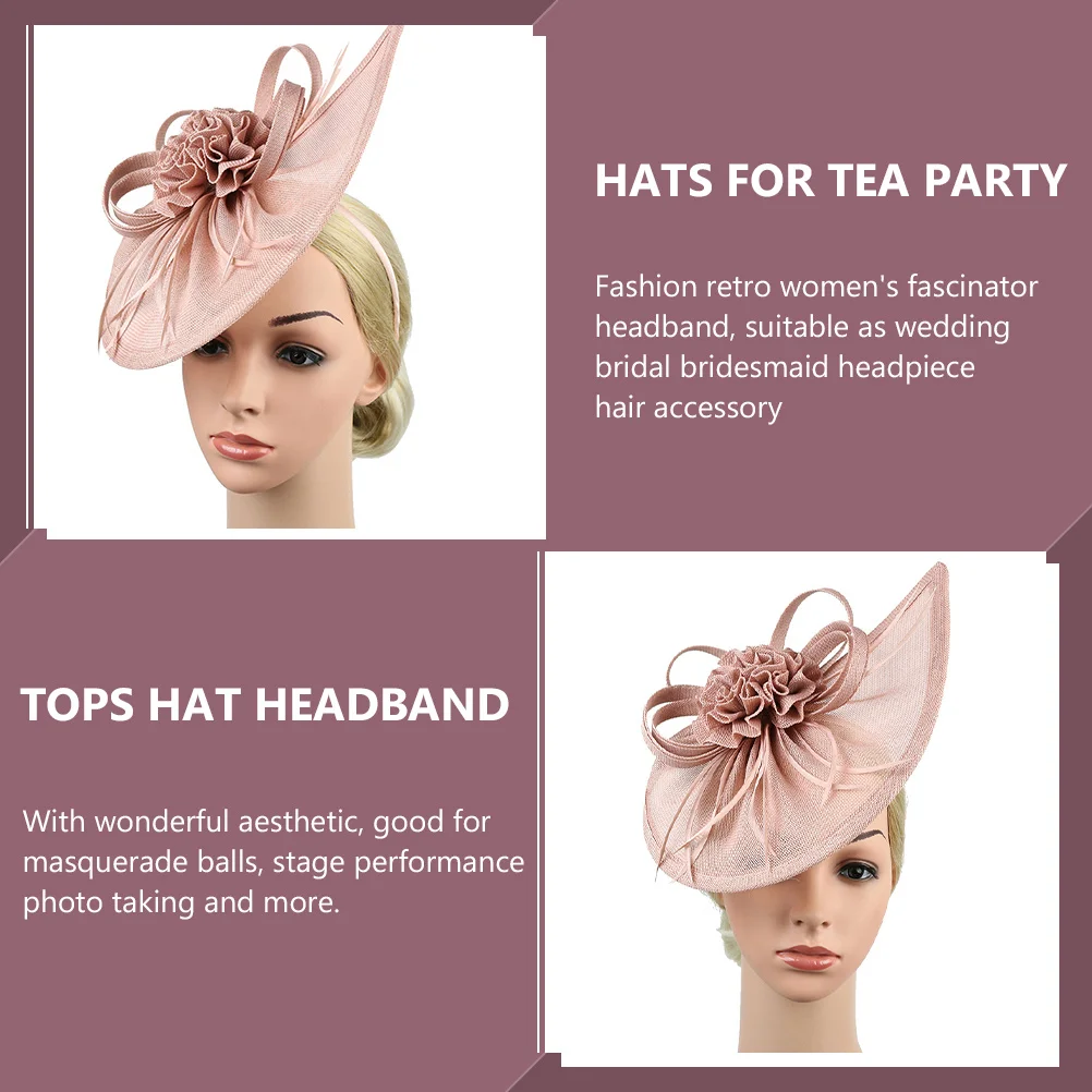 

Bridal Fascinator Hat Mesh Headband Wedding Hair Hoop Party Headdress Women Tops Hat for Tea Event Stage Performance Accessory