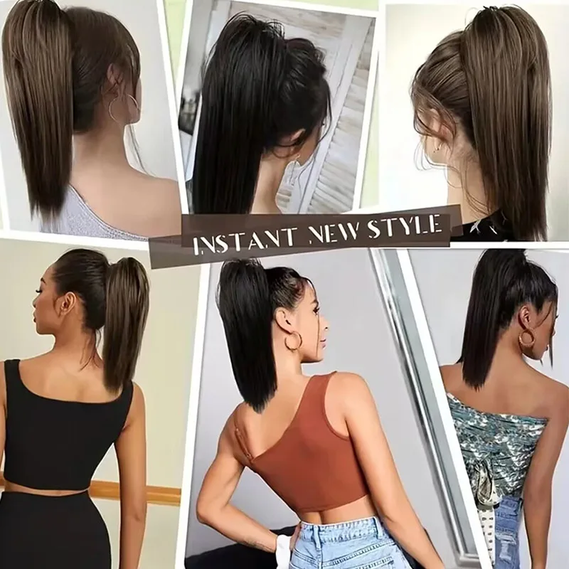 Large claw clip ponytail wig, high crown wig, ponytail with a fountain effect, half-up ponytail, short ponytail