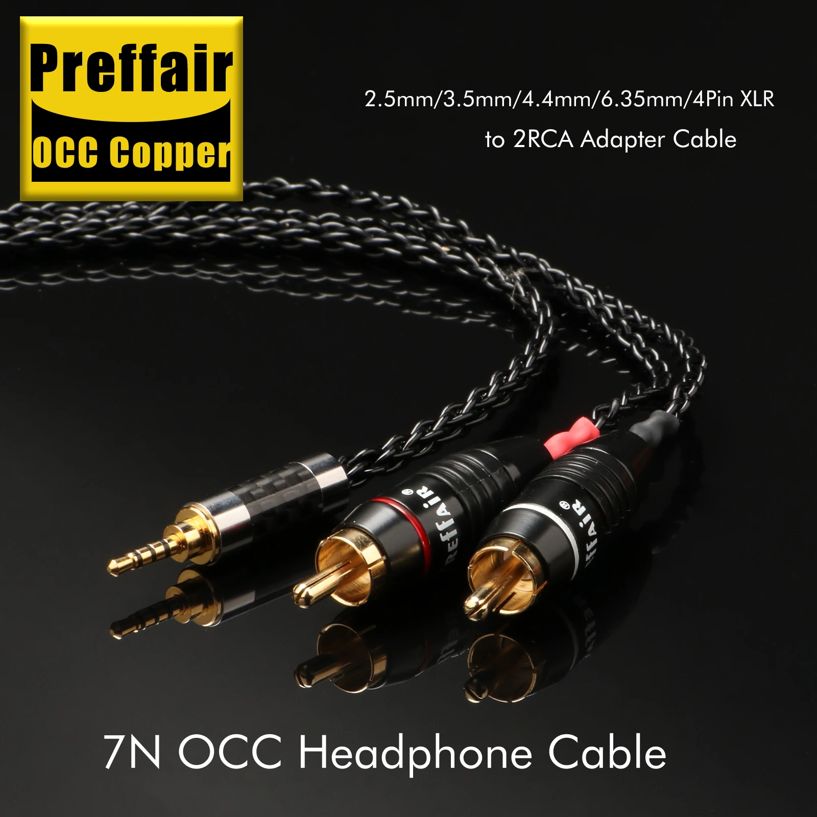Preffair 2,5/4,4/6,35 mm/4-poliges XLR-auf-2-RCA-Stecker-Splitter-Audiokabel E516 OCC versilbertes Kabel für Ipad/Player/DAC – Detail 4