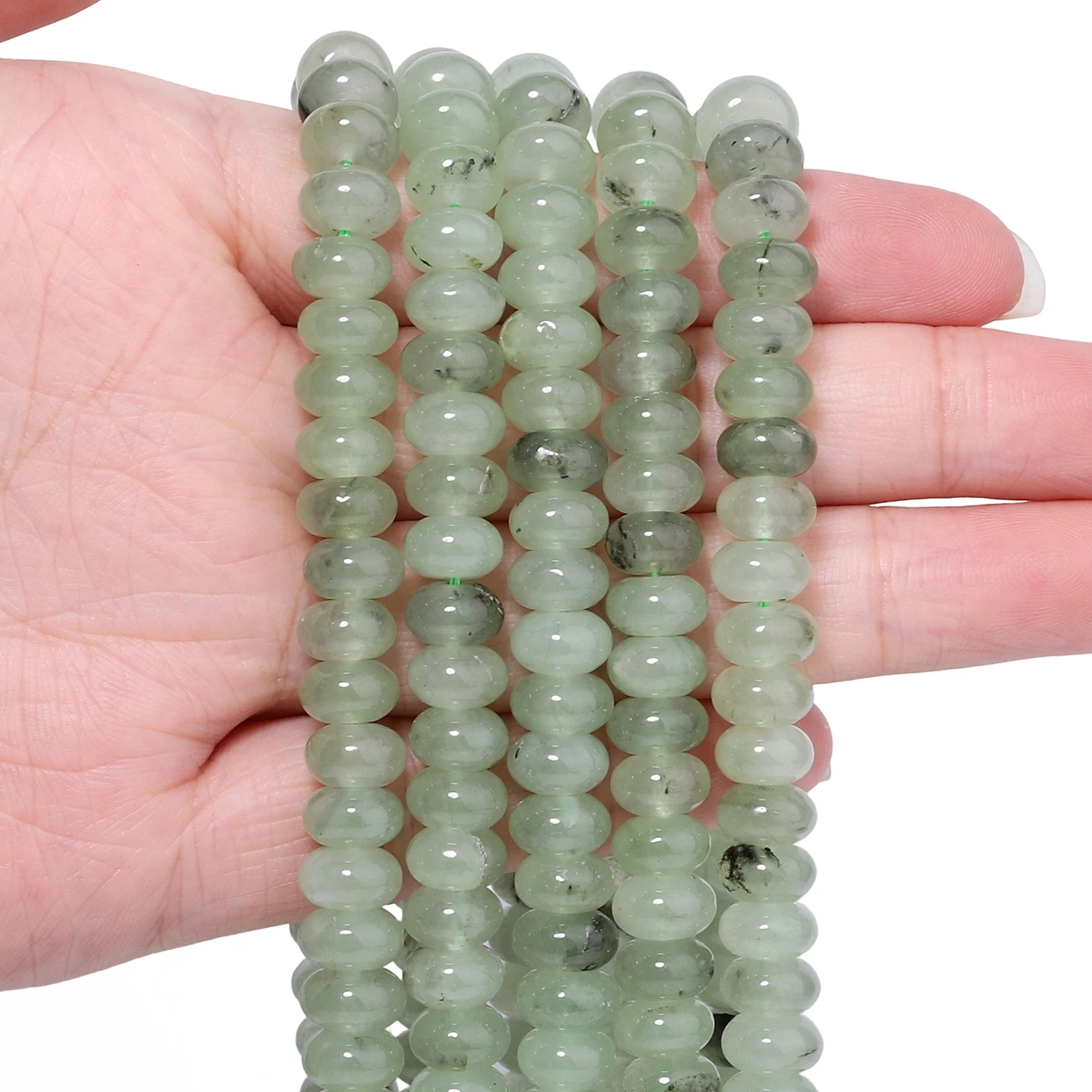 5x8mm Rondelle Naturstein Prehnit Jade Perlen Abacus Spacer Perlen für Schmuckherstellung DIY Armbänder Zubehör 15''