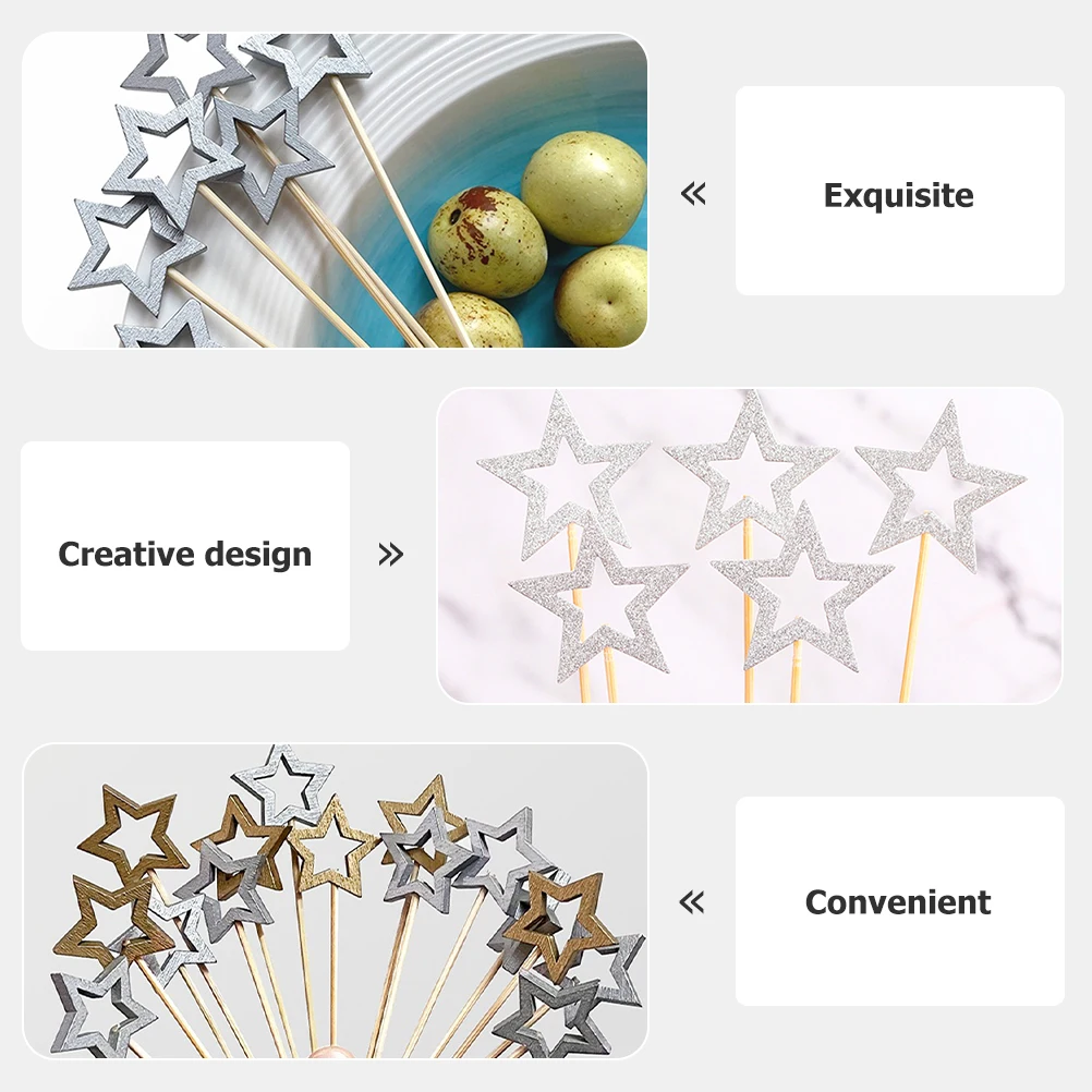 

100pcs Bamboo Christmas Picks Cute Fruit Cake Decorations Sturdy Cocktail Party Supplies Home Garnishing Food