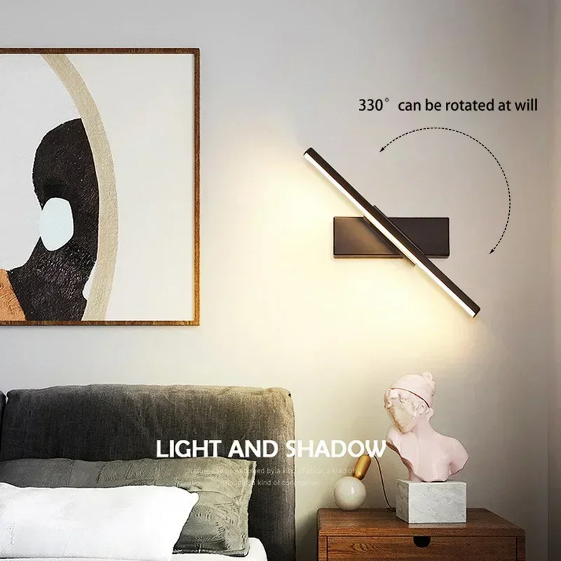 Modern Bathroom LED Wall Light Rotatable Mirror Lamp for Bedroom Living Room Indoor Make Up light Wall Sconce Hardwares Lighting