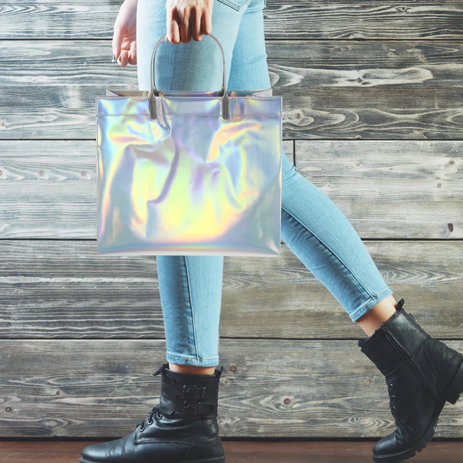 

5Pcs Waterproof Gift Shopping Bags PVC Storage Pouch Portable Tote Grocery Bag for Daily Use Waterproof Shopping Bag