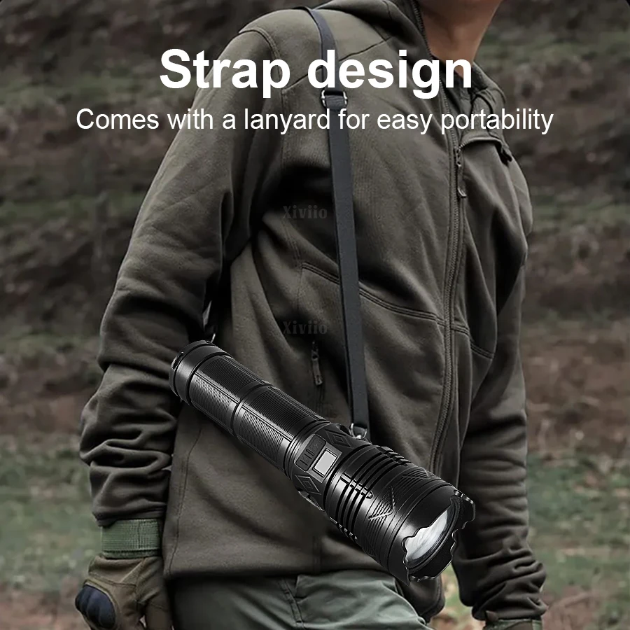 High Power Flashlight 3000W Torch Long Range 6000M COB Lamp Strong Light Tactical Flashlight Self Defense Camping Hiking Hunting