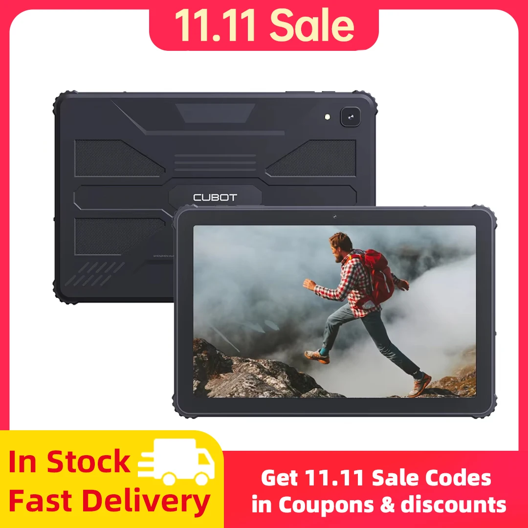 Cubot TAB KINGKONG, 견고한 태블릿 Android 13, IP68 방수, 16GB RAM(8GB+8GB 확장), 256GB ROM(TF 카드 최대 1TB 확장 지원), 10.1인치 FHD+ 화면, 10600mAh 배터리, 4G 태블릿pc, tablet, OTG, GPS, WIFI, 16MP, 장바구니 및 컬렉션에 담기