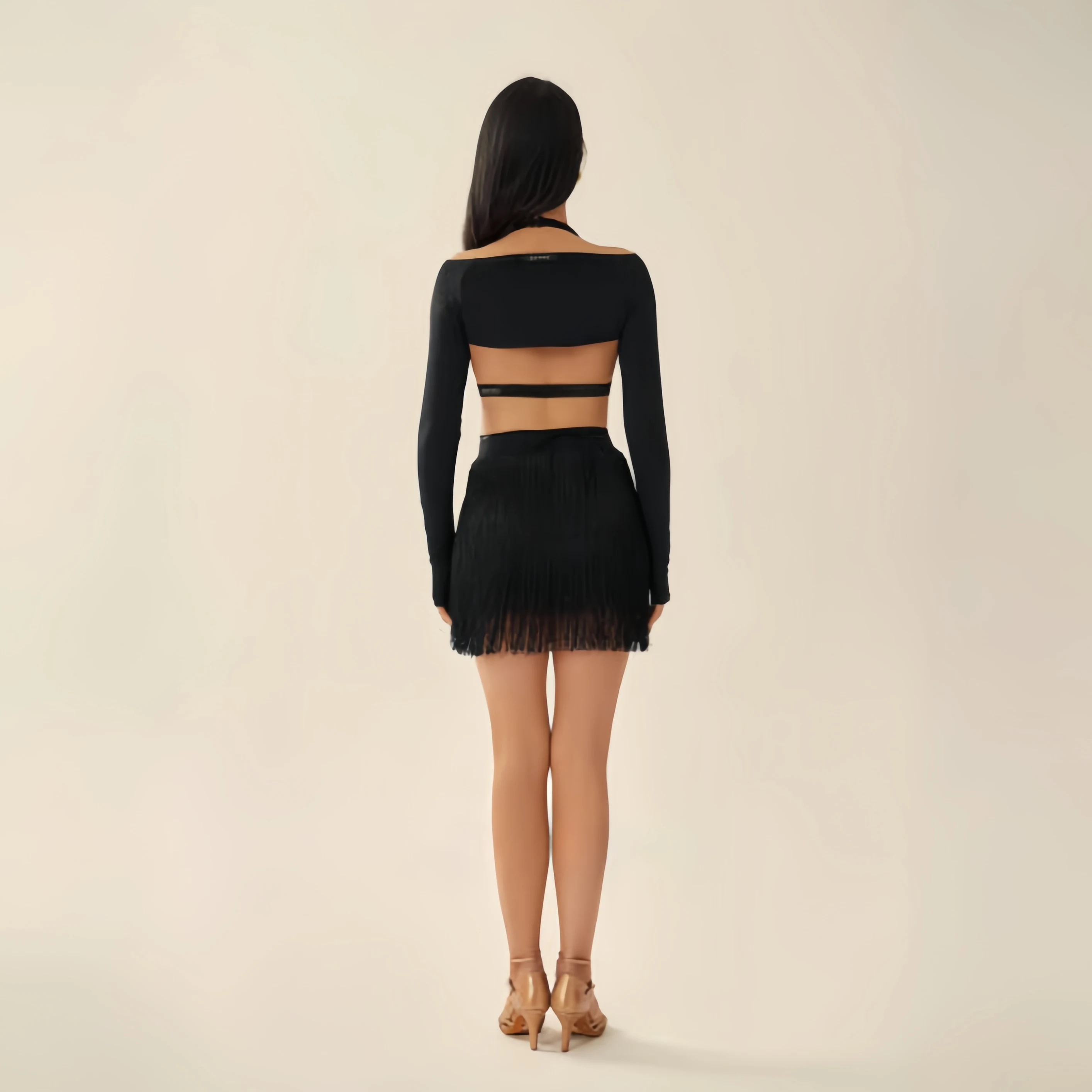 Latin Dans Jurken Prestaties Kostuums Vrouwen Opknoping Hals Kwasten Rokken Pak Vrouwelijke Latin Danswedstrijd Kleding DN20905